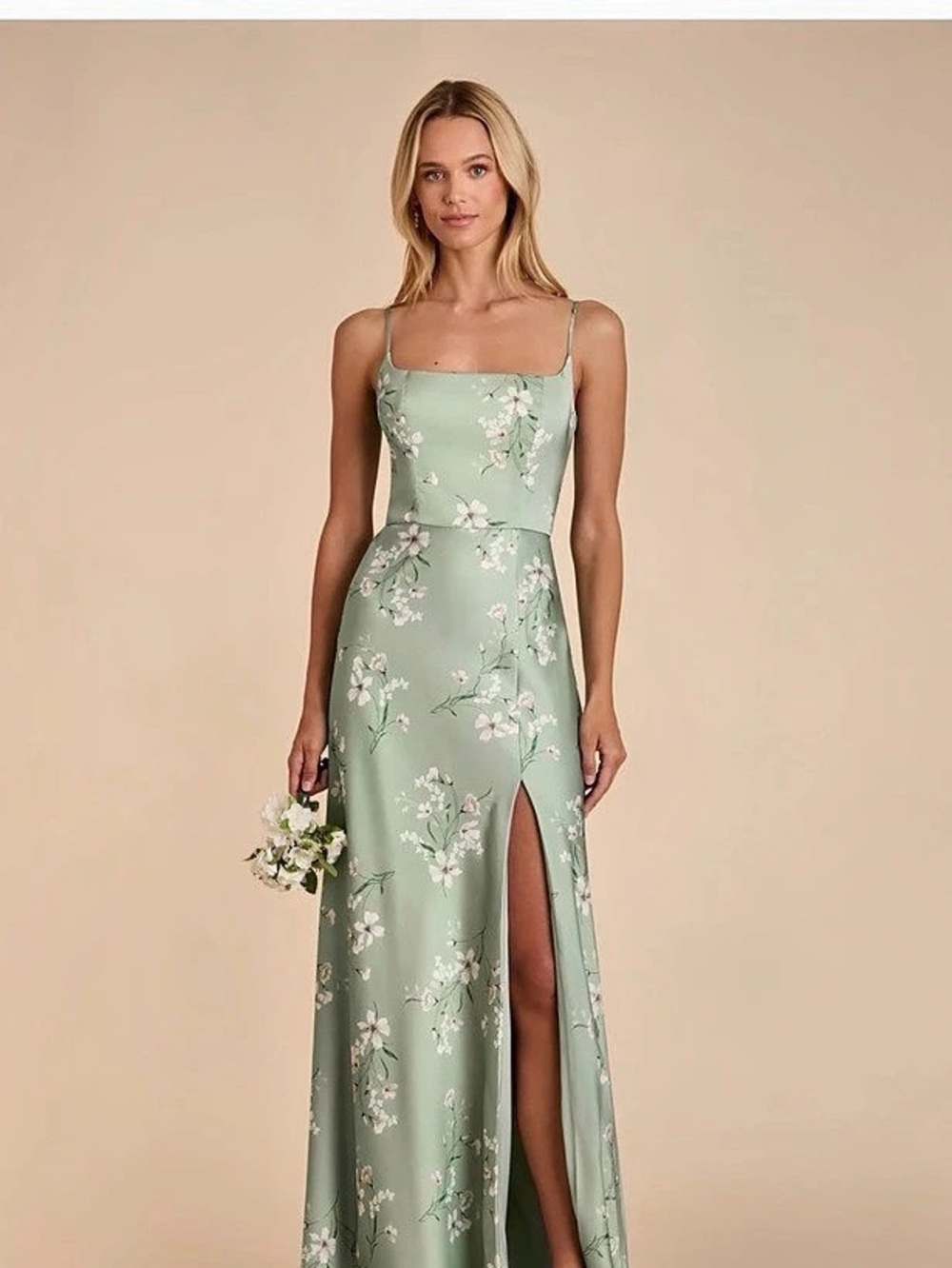 Birdy Grey Mai Matte Satin Dress Floral Maxi Dress in Green & Pink